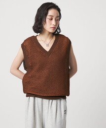 <CITEN>メッシュバイカラーニットベスト