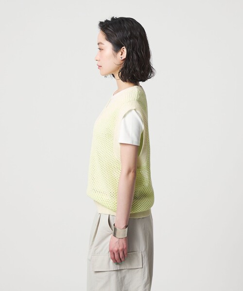 CITEN(シテン)の「<CITEN>メッシュバイカラーニットベスト(ニット/セーター・レディース・ダークブラウン/オフホワイト/ネイビー・FREE)」の15枚目の写真
