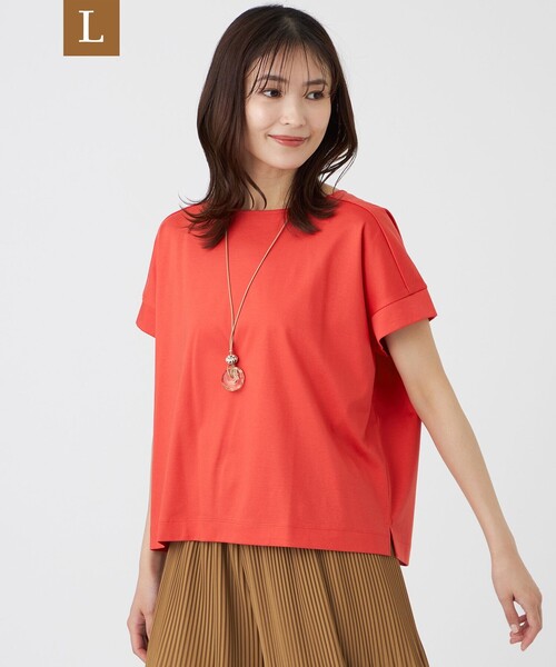 TRANS WORK(トランスワーク)の「【L】【ウォッシャブル】コットンスムースカットソー(Tシャツ/カットソー・レディース・レッド/ホワイト/ブラック/ブラウン系その他5・44)」の4枚目の写真