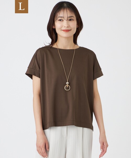 TRANS WORK(トランスワーク)の「【L】【ウォッシャブル】コットンスムースカットソー(Tシャツ/カットソー・レディース・レッド/ホワイト/ブラック/ブラウン系その他5・44)」の3枚目の写真