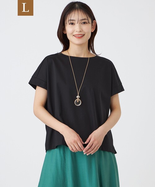 TRANS WORK(トランスワーク)の「【L】【ウォッシャブル】コットンスムースカットソー(Tシャツ/カットソー・レディース・レッド/ホワイト/ブラック/ブラウン系その他5・44)」の2枚目の写真