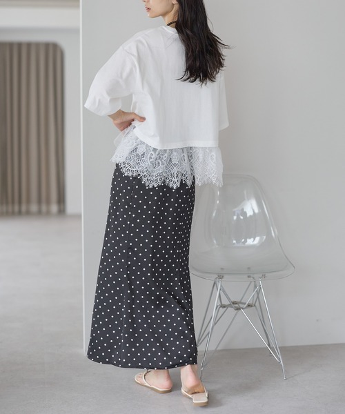amini(アミニ)の「チュールレースレイヤードカットソー(Tシャツ/カットソー・レディース・オフホワイト/ブラック/イエロー・MEDIUM)」の17枚目の写真