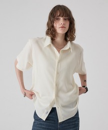 HEART BUTTON CRINKLE HALF SLEEVE SHIRT / ハートボタン楊柳ハーフスリーブシャツ