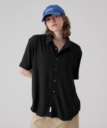 HEART BUTTON CRINKLE HALF SLEEVE SHIRT / ハートボタン楊柳ハーフスリーブシャツ