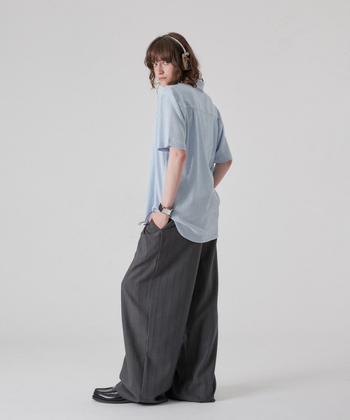 ONCILY(オンシェリー)の「HEART BUTTON CRINKLE HALF SLEEVE SHIRT / ハートボタン楊柳ハーフスリーブシャツ(シャツ/ブラウス・メンズ・オフホワイト/ブルー/ブラック・SMALL/MEDIUM/LARGE)」の20枚目の写真