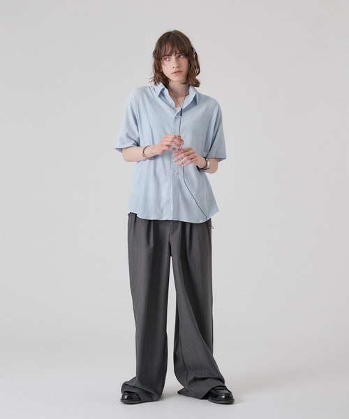 ONCILY(オンシェリー)の「HEART BUTTON CRINKLE HALF SLEEVE SHIRT / ハートボタン楊柳ハーフスリーブシャツ(シャツ/ブラウス・メンズ・オフホワイト/ブルー/ブラック・SMALL/MEDIUM/LARGE)」の18枚目の写真