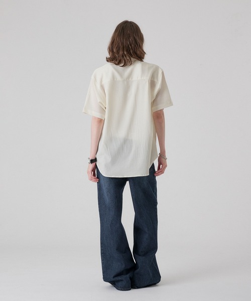 ONCILY(オンシェリー)の「HEART BUTTON CRINKLE HALF SLEEVE SHIRT / ハートボタン楊柳ハーフスリーブシャツ(シャツ/ブラウス・メンズ・オフホワイト/ブルー/ブラック・SMALL/MEDIUM/LARGE)」の12枚目の写真