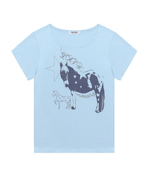 SY ONE-SHOULDER HORSE TEE(BLUE)