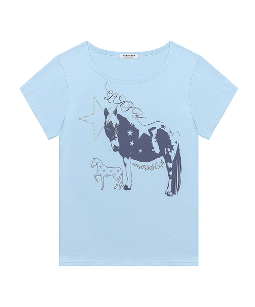 LUVISTRUE(ラヴイズトゥルー)の「SY ONE-SHOULDER HORSE TEE(BLUE)(Tシャツ/カットソー・レディース・その他・FREE)」の1枚目の写真