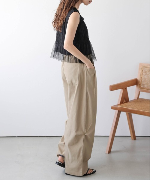 La-gemme（ラジェム）の「タックワイドカーブシルエットパンツ（その他パンツ・レディース・ブラック/ベージュ系その他/ベージュ・L/M）」の7枚目の写真