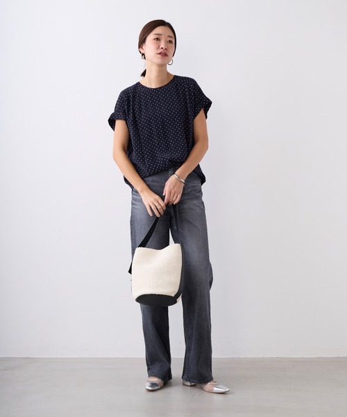 MICA&DEAL（マイカ＆ディール）の「とろみハーフスリーブブラウス〈セットアップ対応〉（シャツ/ブラウス・レディース・ダークグリーン/マルチ/ベージュ・FREE）」の15枚目の写真