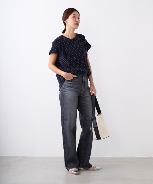 MICA&DEAL（マイカ＆ディール）の「とろみハーフスリーブブラウス〈セットアップ対応〉（シャツ/ブラウス・レディース・ダークグリーン/マルチ/ベージュ・FREE）」の16枚目の写真
