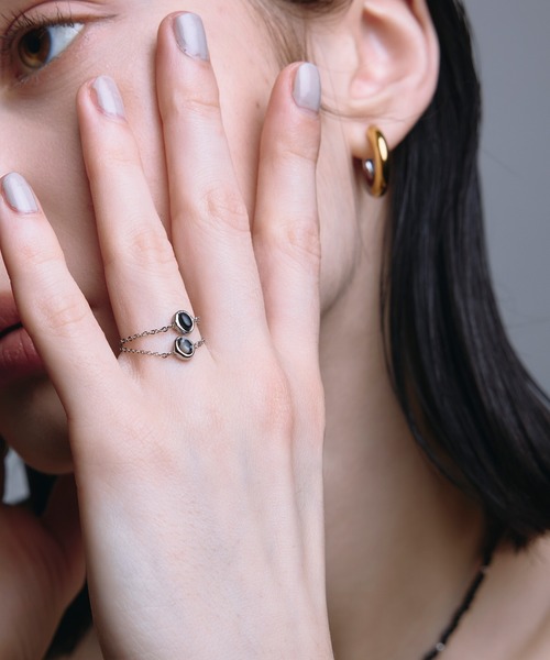 CENE（セネ）の「【CENE】セネ/オーバルチェーンリング（リング・レディース・MIX/ブラック・SMALL/MEDIUM）」の14枚目の写真