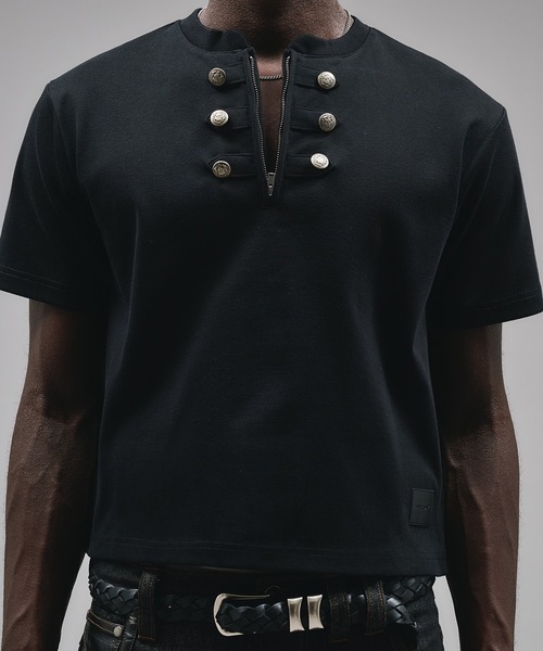 ANDER HUNK（アンダーハンク）の「Napoleon Henry neck Rib T-shirt/ナポレオンヘンリーネックリブTシャツ（Tシャツ/カットソー・メンズ・ブラック/チャコールグレー・SMALL/MEDIUM/LARGE）」の3枚目の写真