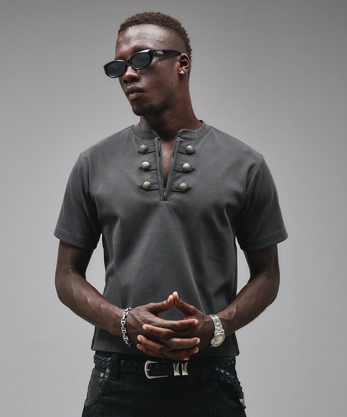ANDER HUNK（アンダーハンク）の「Napoleon Henry neck Rib T-shirt/ナポレオンヘンリーネックリブTシャツ（Tシャツ/カットソー・メンズ・ブラック/チャコールグレー・SMALL/MEDIUM/LARGE）」の19枚目の写真