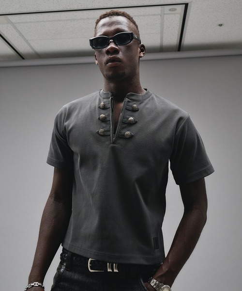 ANDER HUNK（アンダーハンク）の「Napoleon Henry neck Rib T-shirt/ナポレオンヘンリーネックリブTシャツ（Tシャツ/カットソー・メンズ・ブラック/チャコールグレー・SMALL/MEDIUM/LARGE）」の21枚目の写真