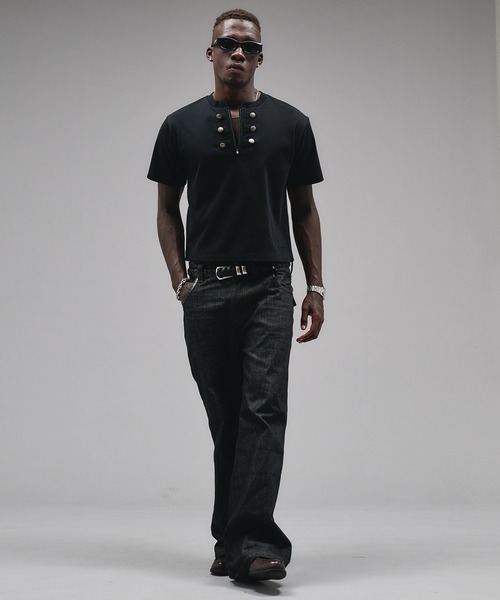 ANDER HUNK（アンダーハンク）の「Napoleon Henry neck Rib T-shirt/ナポレオンヘンリーネックリブTシャツ（Tシャツ/カットソー・メンズ・ブラック/チャコールグレー・SMALL/MEDIUM/LARGE）」の15枚目の写真