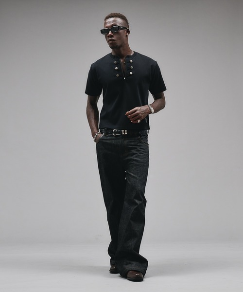 ANDER HUNK（アンダーハンク）の「Napoleon Henry neck Rib T-shirt/ナポレオンヘンリーネックリブTシャツ（Tシャツ/カットソー・メンズ・ブラック/チャコールグレー・SMALL/MEDIUM/LARGE）」の16枚目の写真