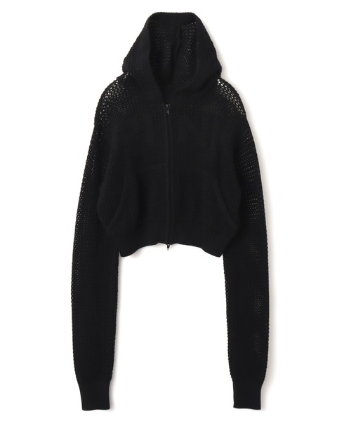 atmos pink（アトモスピンク）の「atmos pink Pointelle Knit Zip-up Hoodie / アトモス ピンク ポワンテル ニット ジップアップ フーディ（ニット/セーター・レディース・ホワイト/ブラック/サックスブルー・FREE）」の3枚目の写真