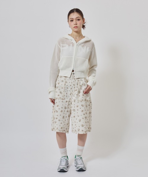 atmos pink(アトモスピンク)の「atmos pink Pointelle Knit Zip-up Hoodie / アトモス ピンク ポワンテル ニット ジップアップ フーディ(ニット/セーター・レディース・ホワイト・FREE)」の2枚目の写真