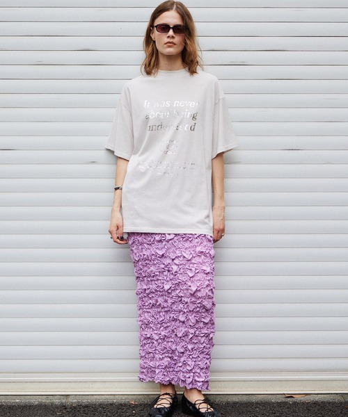MAISON SPECIAL(メゾンスペシャル)の「Shirring Skirt/シャーリングスカート(Tシャツ/カットソー・レディース・ホワイト/パープル/ブラック・36/38)」の1枚目の写真