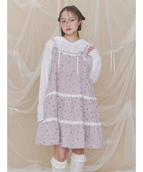 merry jenny(メリージェニー)の「フードレーストップス(Tシャツ/カットソー・レディース・ピンク/オフホワイト・FREE)」の12枚目の写真