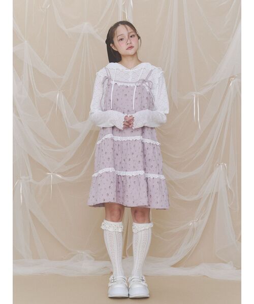 merry jenny(メリージェニー)の「フードレーストップス(Tシャツ/カットソー・レディース・ピンク/オフホワイト・FREE)」の13枚目の写真