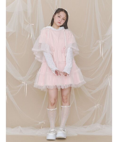 merry jenny(メリージェニー)の「フードレーストップス(Tシャツ/カットソー・レディース・ピンク/オフホワイト・FREE)」の20枚目の写真