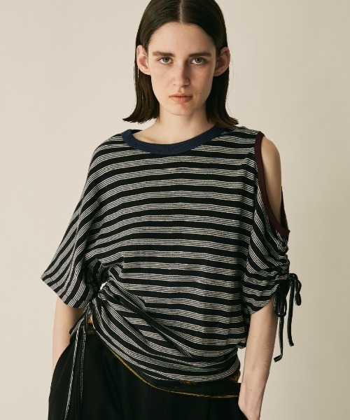 beautiful people(ビューティフルピープル)の「Miller double-neck multi color T-shirt(Tシャツ/カットソー・レディース・ブラック×ホワイト/ホワイト×ブラック/サックスブルー/レッド/ブラウン/ブラック・FREE)」の7枚目の写真