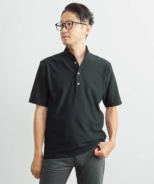 MEN'S MELROSE(メンズメルローズ)の「ドライマスターサッカーワンピースカラーポロシャツ(ポロシャツ・メンズ・ネイビー/ライトグレー/カーキ・4/5/3)」の3枚目の写真