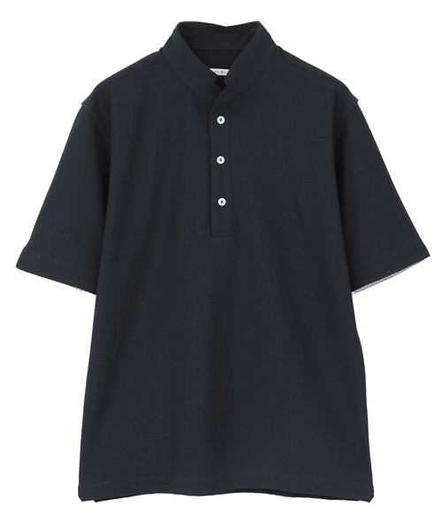 MEN'S MELROSE(メンズメルローズ)の「ドライマスターサッカーワンピースカラーポロシャツ(ポロシャツ・メンズ・ネイビー/ライトグレー/カーキ・4/5/3)」の4枚目の写真