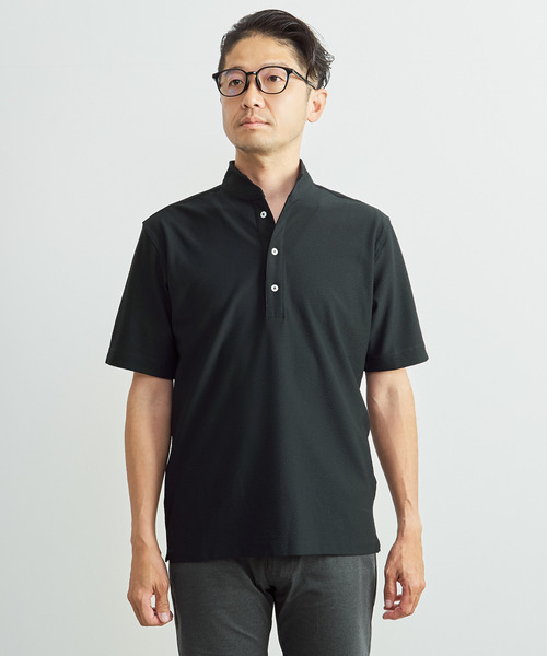 MEN'S MELROSE(メンズメルローズ)の「ドライマスターサッカーワンピースカラーポロシャツ(ポロシャツ・メンズ・ネイビー/ライトグレー/カーキ・4/5/3)」の6枚目の写真