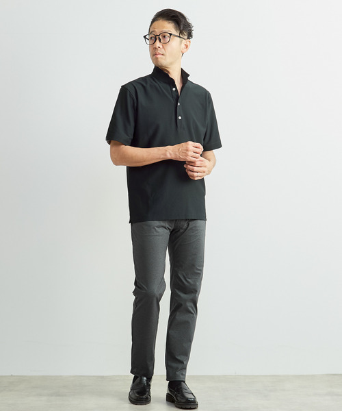 MEN'S MELROSE(メンズメルローズ)の「ドライマスターサッカーワンピースカラーポロシャツ(ポロシャツ・メンズ・ネイビー/ライトグレー/カーキ・4/5/3)」の14枚目の写真