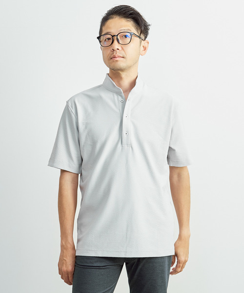 MEN'S MELROSE(メンズメルローズ)の「ドライマスターサッカーワンピースカラーポロシャツ(ポロシャツ・メンズ・ネイビー/ライトグレー/カーキ・4/5/3)」の19枚目の写真