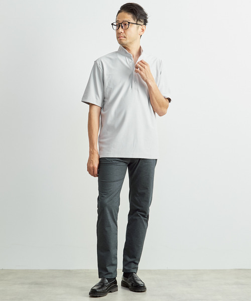 MEN'S MELROSE(メンズメルローズ)の「ドライマスターサッカーワンピースカラーポロシャツ(ポロシャツ・メンズ・ネイビー/ライトグレー/カーキ・4/5/3)」の21枚目の写真