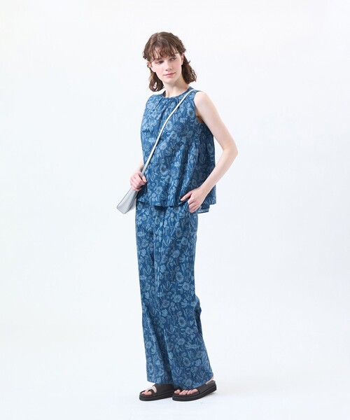 MACKINTOSH PHILOSOPHY(マッキントッシュ フィロソフィー)の「【Alby Easy Pants(アルビーイージーパンツ)】リバティプリント(その他パンツ・レディース・ライトブルー/ブラック・38/36)」の4枚目の写真