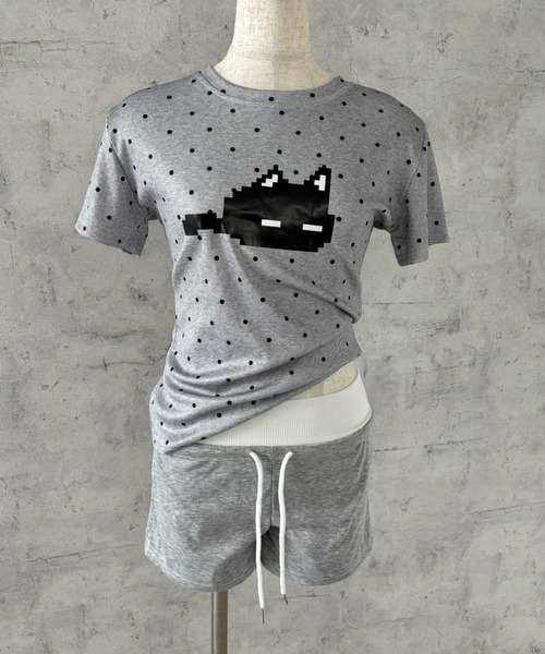 LADY LIKE(レディライク)の「2点セット ドットキャットプリントTシャツ&ショートパンツセット(Tシャツ/カットソー・レディース・グレー/ホワイト・M)」の19枚目の写真
