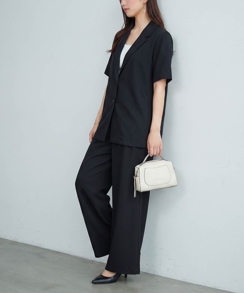 DRESS PLUS(ドレスプラス)の「襟付きジャケット ワイドパンツ セットアップ(セットアップ・レディース・ネイビー/ブラック/ピンクベージュ・M)」の10枚目の写真