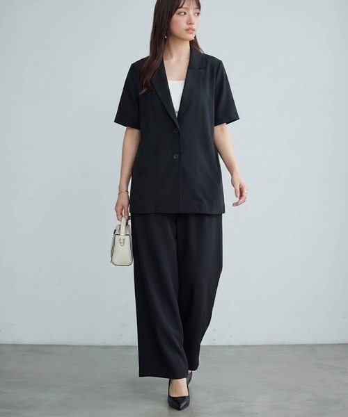 DRESS PLUS(ドレスプラス)の「襟付きジャケット ワイドパンツ セットアップ(セットアップ・レディース・ネイビー/ブラック/ピンクベージュ・M)」の12枚目の写真