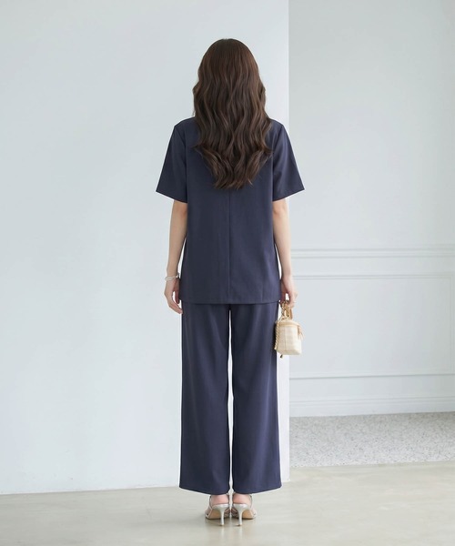 DRESS PLUS(ドレスプラス)の「襟付きジャケット ワイドパンツ セットアップ(セットアップ・レディース・ネイビー/ブラック/ピンクベージュ・M)」の18枚目の写真