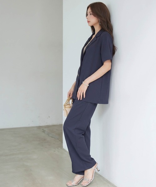 DRESS PLUS(ドレスプラス)の「襟付きジャケット ワイドパンツ セットアップ(セットアップ・レディース・ネイビー/ブラック/ピンクベージュ・M)」の19枚目の写真