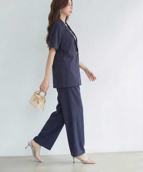 DRESS PLUS(ドレスプラス)の「襟付きジャケット ワイドパンツ セットアップ(セットアップ・レディース・ネイビー/ブラック/ピンクベージュ・M)」の20枚目の写真