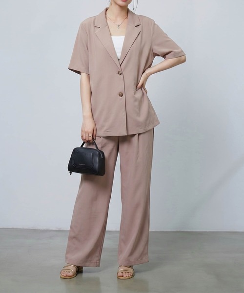 DRESS PLUS(ドレスプラス)の「襟付きジャケット ワイドパンツ セットアップ(セットアップ・レディース・ネイビー/ブラック/ピンクベージュ・M)」の21枚目の写真