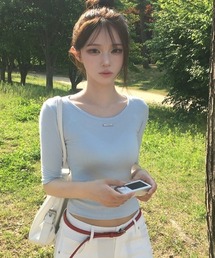ペンダント7分袖ラウンドネックTシャツ