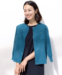 【シーンレスに活躍】SHEER GLOSS KNIT クルーネック カーディガン