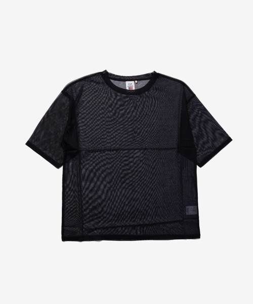 STAR&STRIPE(スターアンドストライプ)の「STAR & STRIPE / スターアンドストライプ クルーネック シアー Tシャツ / メッシュ半袖プルオーバー(Tシャツ/カットソー・レディース・ブラック・MEDIUM)」の2枚目の写真