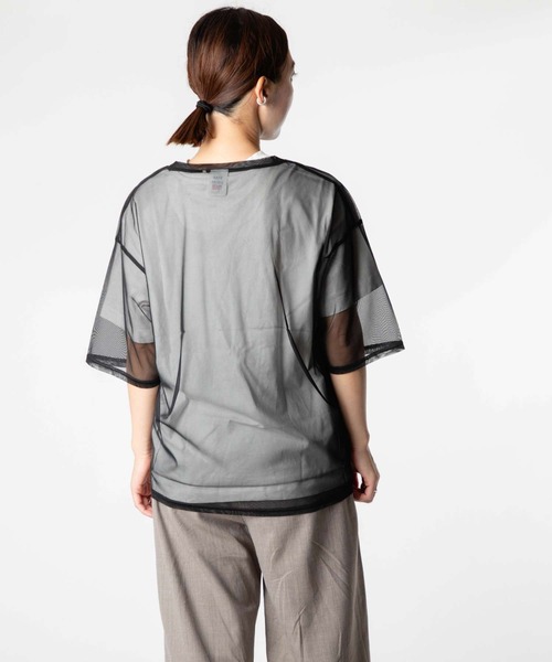 STAR&STRIPE(スターアンドストライプ)の「STAR & STRIPE / スターアンドストライプ クルーネック シアー Tシャツ / メッシュ半袖プルオーバー(Tシャツ/カットソー・レディース・ブラック・MEDIUM)」の10枚目の写真