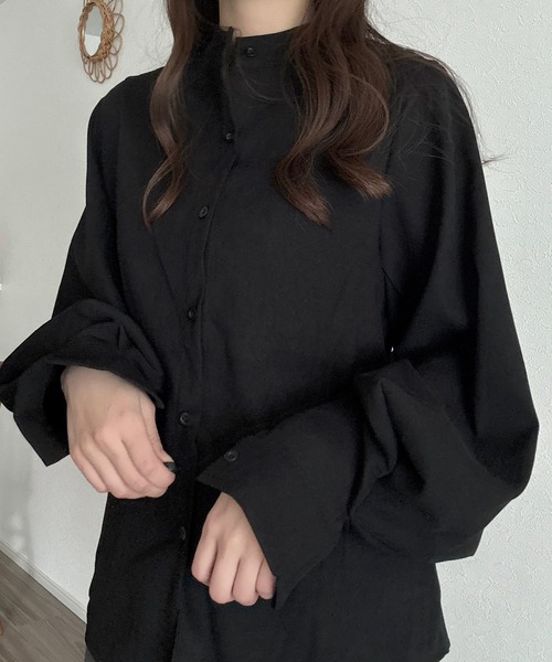 Cham.(チャム)の「バンドカラーバルーンスリーブシンプルシャツ(シャツ/ブラウス・レディース・ホワイト/ブラック/ブルー・FREE)」の15枚目の写真