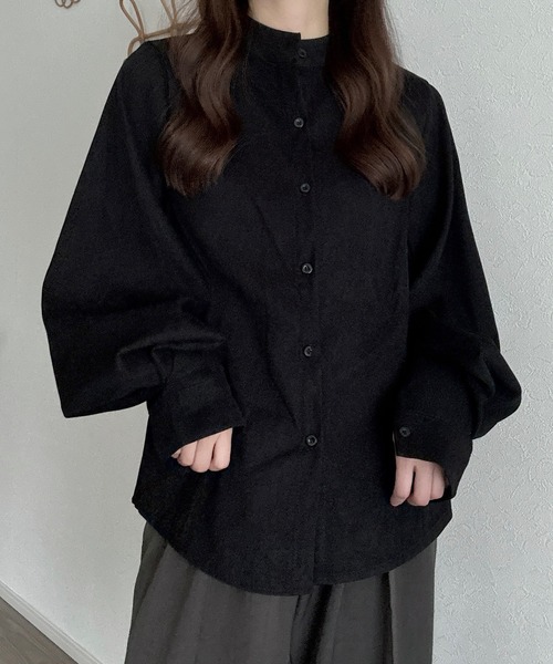 Cham.(チャム)の「バンドカラーバルーンスリーブシンプルシャツ(シャツ/ブラウス・レディース・ホワイト/ブラック/ブルー・FREE)」の14枚目の写真