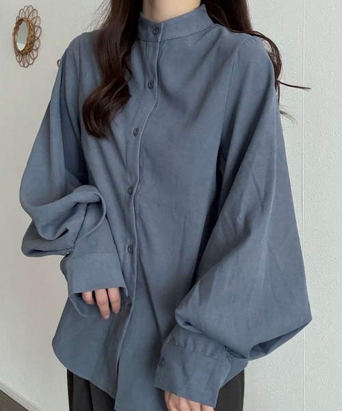 Cham.(チャム)の「バンドカラーバルーンスリーブシンプルシャツ(シャツ/ブラウス・レディース・ホワイト/ブラック/ブルー・FREE)」の11枚目の写真